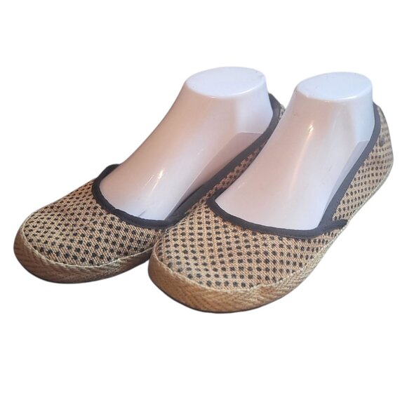 UGG Indah Burlap Black Tan Polka Dot Slip On Flat 8 Espadrille Sheepskin 1004329 - Picture 1 of 6